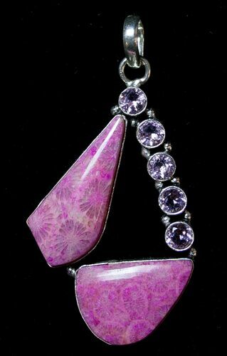 Pink Fossil Coral Sunburst Pendant #8612